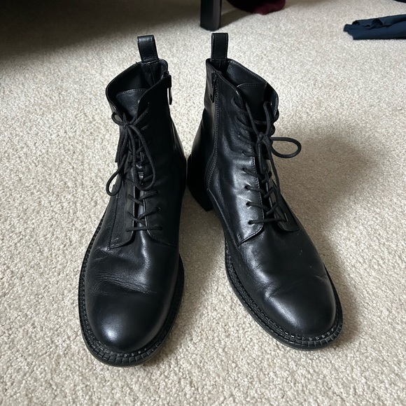 Vince Black Leather Lace Up Boots Size 10 main image 4